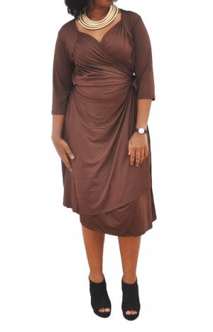M0281 brown1 Short Sleeve Dresses maureens.com boutique